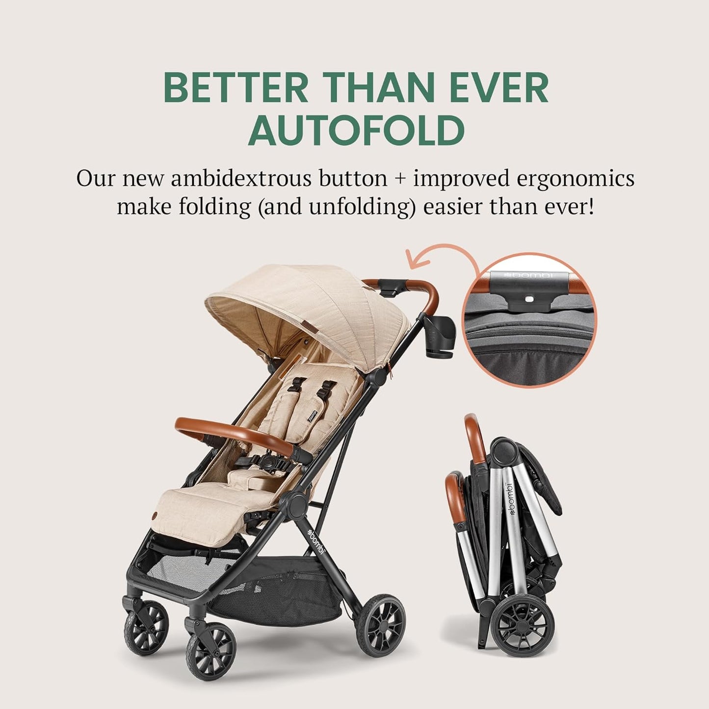 LittleMaylah™ Lightweight Baby Stroller - Premium Vegan Leather, One-Hand Fold, Infinite Recline, Aircraft-Grade Aluminum Frame, XXL Canopy, and Ample Storage Umbrella Stroller - Hickory