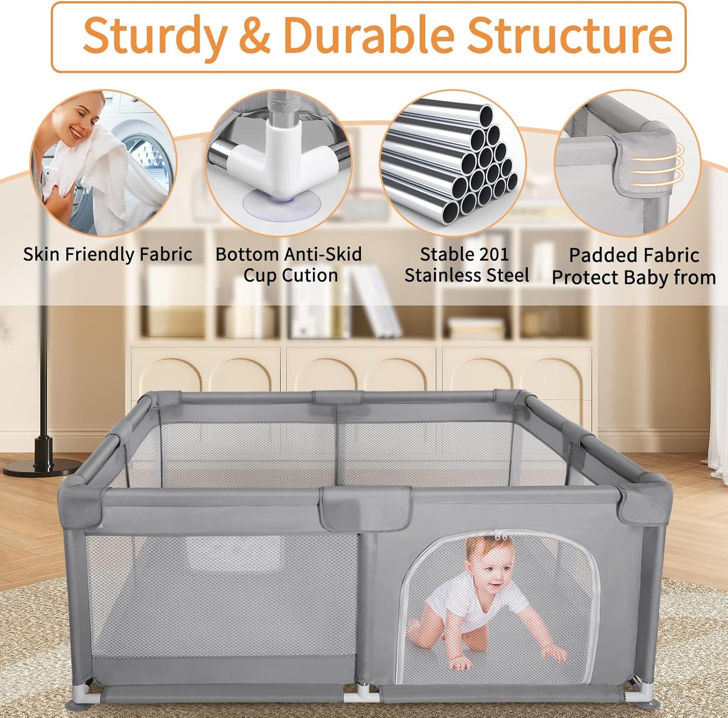 Foldable Baby Playpen – Safe, Spacious & Stylish Playtime