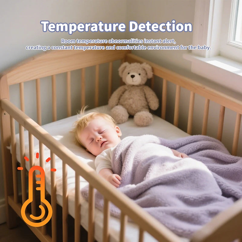 5 Inch Video Baby Monitor Crying Temperature Monitoring Pan-Tilt Rotating Baby Monitor Camera
