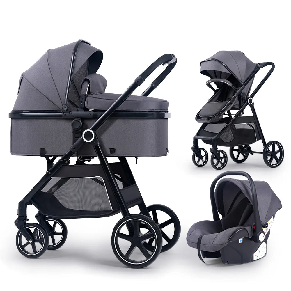 LittleMaylah™ 3-in-1 Baby Stroller & Car Seat Travel System – Luxury Kinderwagen Pram with Carriage