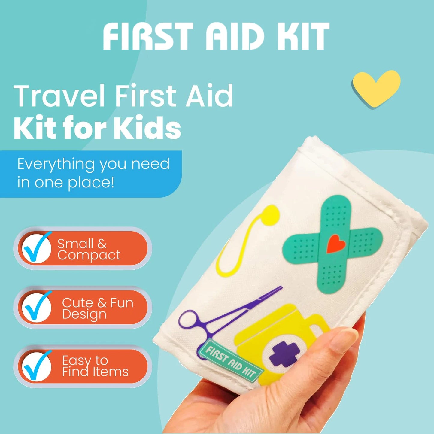 LittleMaylah™ Travel Pocket Purse First Aid Kit for Mother Moms Kids Includes All Essential Medical Supplies