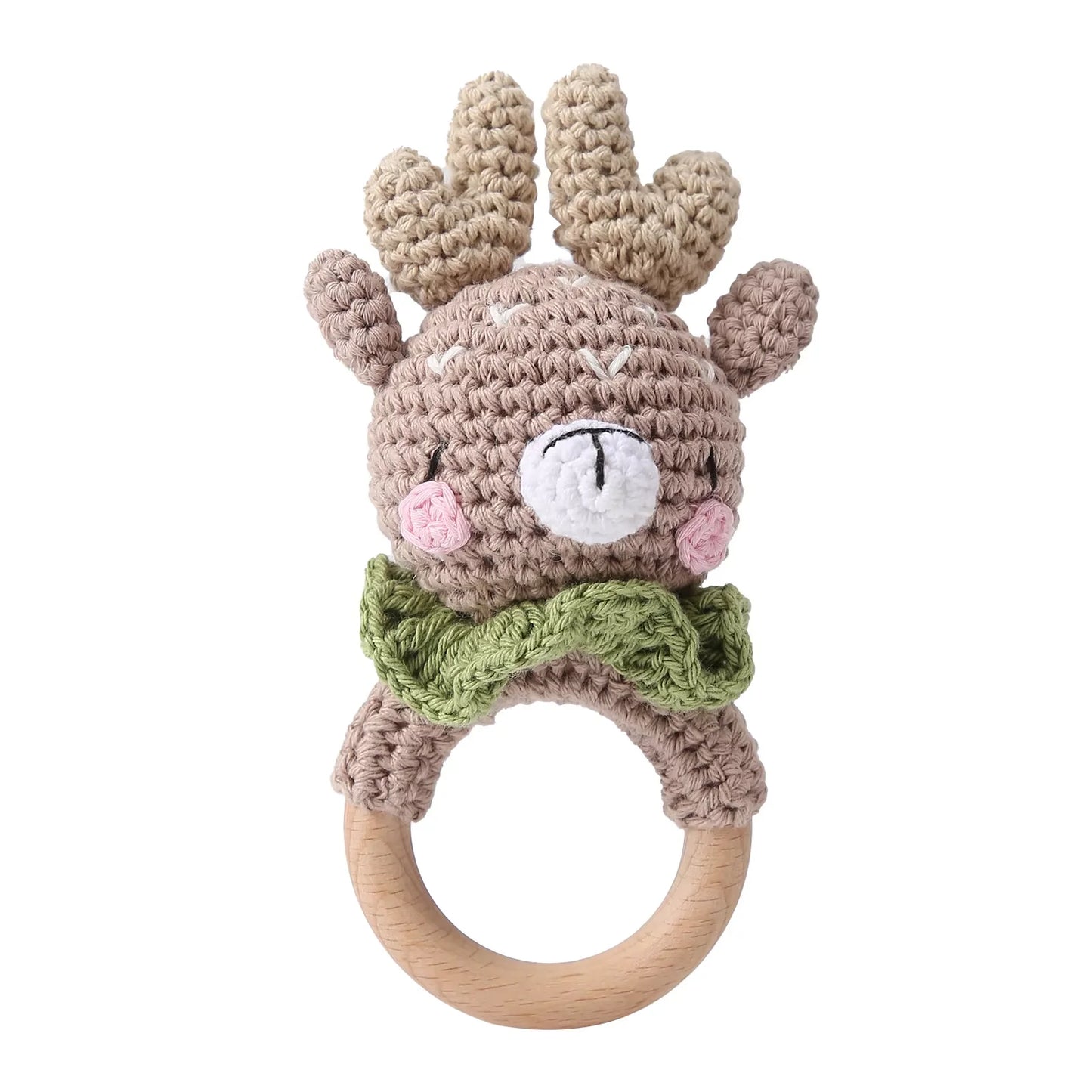 LittleMaylah™ Baby Crochet Rattle Wooden Teether Toy BPA Free Wood Rodent Rabbit Rattle Baby Mobile Play Gym Newborn Educational Music Toys
