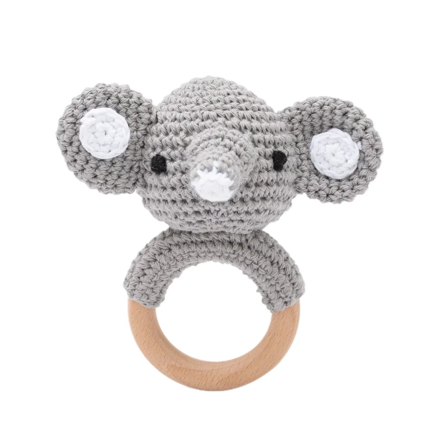 LittleMaylah™ Baby Crochet Rattle Wooden Teether Toy BPA Free Wood Rodent Rabbit Rattle Baby Mobile Play Gym Newborn Educational Music Toys