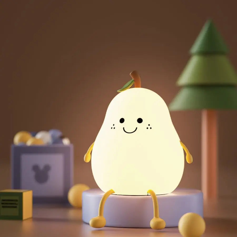 LittleMaylah™ USB Rechargeable Pear Silicone Night Light – Touch Sensor Cat Lamp with Remote