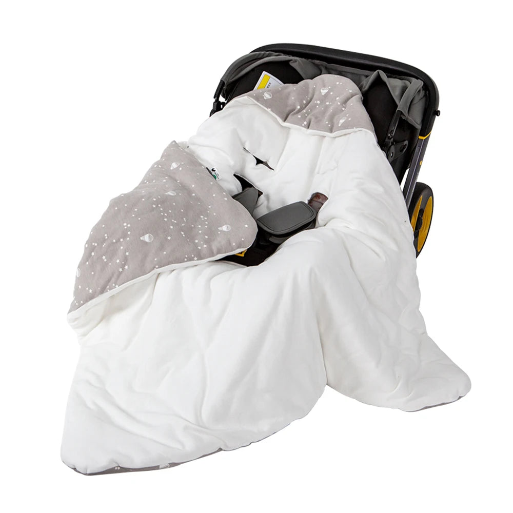 Baby Blanket In Infant Car Seat Soft Cotton Swaddle Wrap With Windproof Hooded Warm For Outside Travel