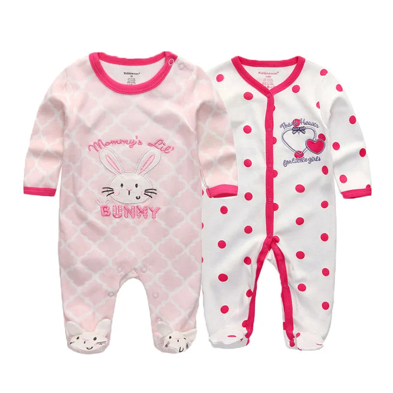 LittleMaylah™ 2-Piece Cartoon Baby Romper Set – Long Sleeve Cotton Jumpsuits (0–12 Months)