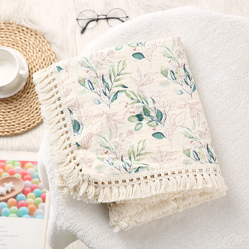 LittleCotton Muslin Swaddle Blankets for Newborn Baby Tassel Receiving Blanket New Born Swaddle Wrap Infant Sleeping Quilt Bed Cover