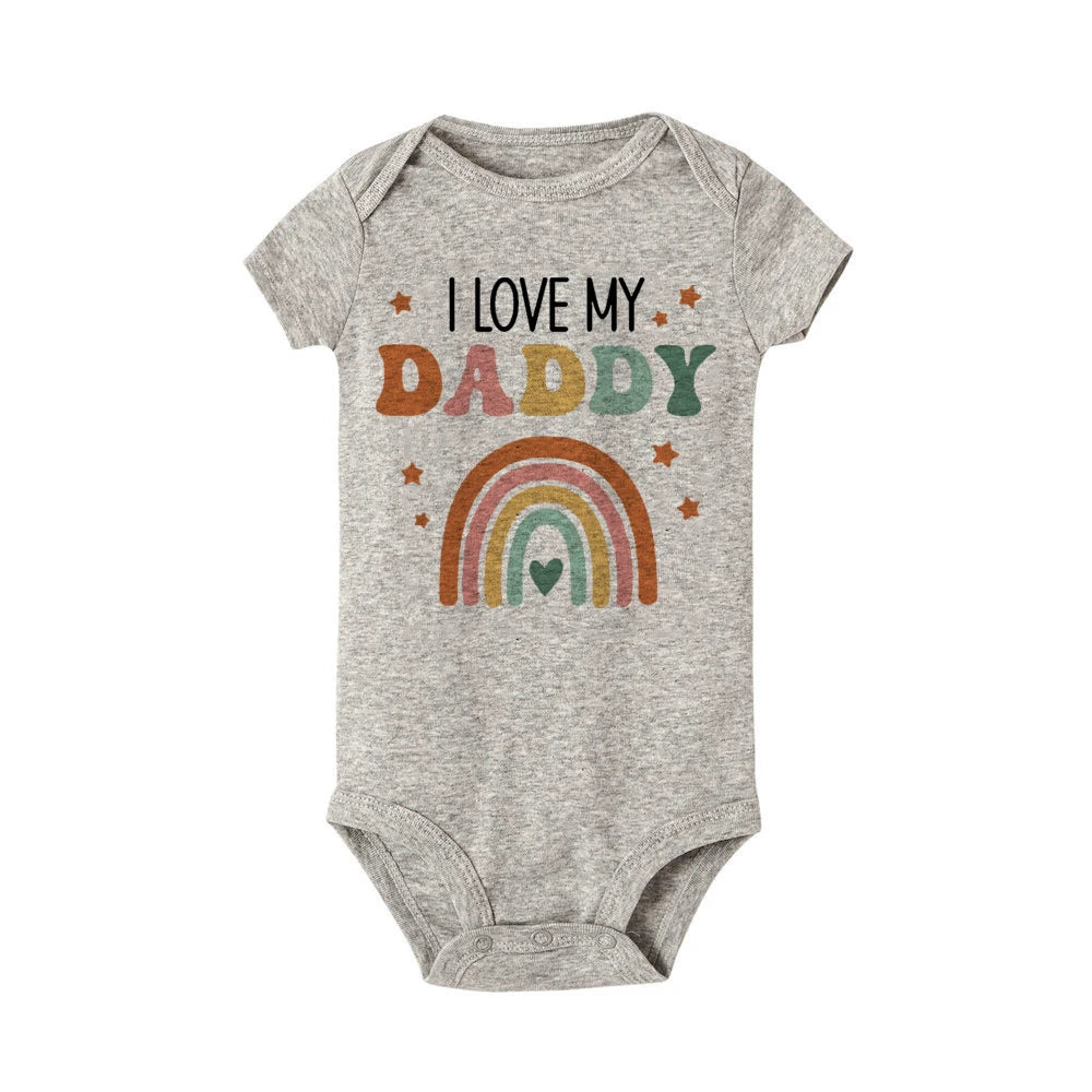 LittleMaylah I Love Mummy & Daddy Rainbow Printed Baby Bodysuits Body Boys Girls Jumpsuits