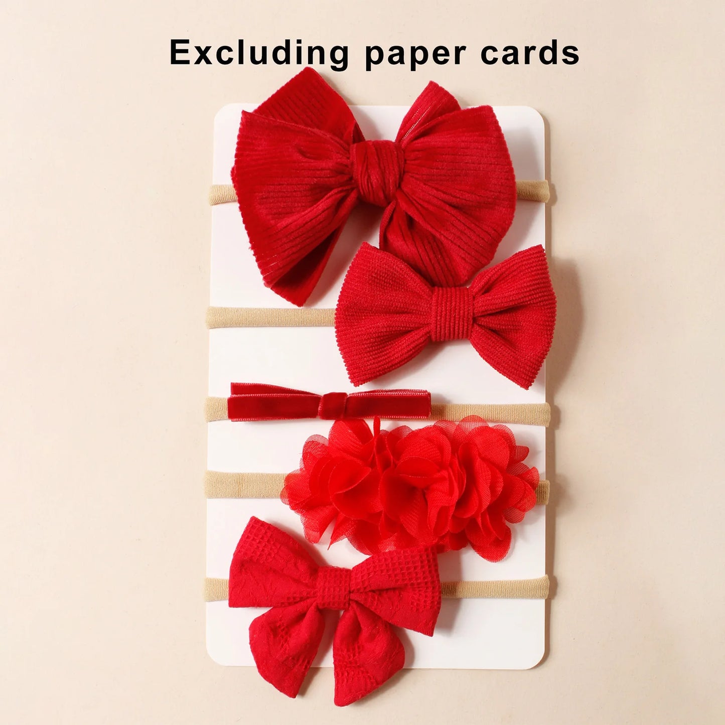 5pcs Beige Fashion Hair Accessories Different Style Girls Bow Hairband Toddler Daily Decor Floral Headband