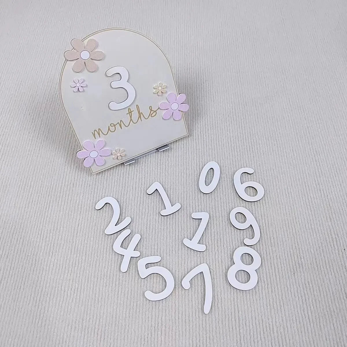 LittleMaylah™ Photography Props Baby Milestone Photo Props Wooden Baby Monthly Milestone Cards 3D Flowers Double Sides