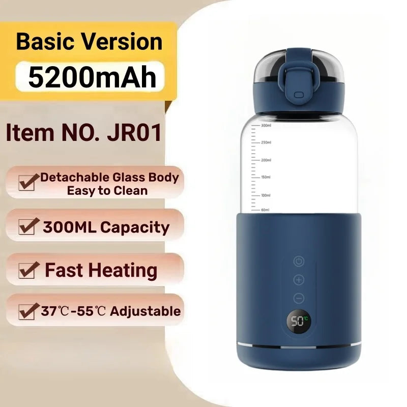 Portable Electric Baby Bottle Warmer USB Rechargeable 5200mAh/15000mAh Soak Formula Milk Instant Wireless Bottle Heater Travel