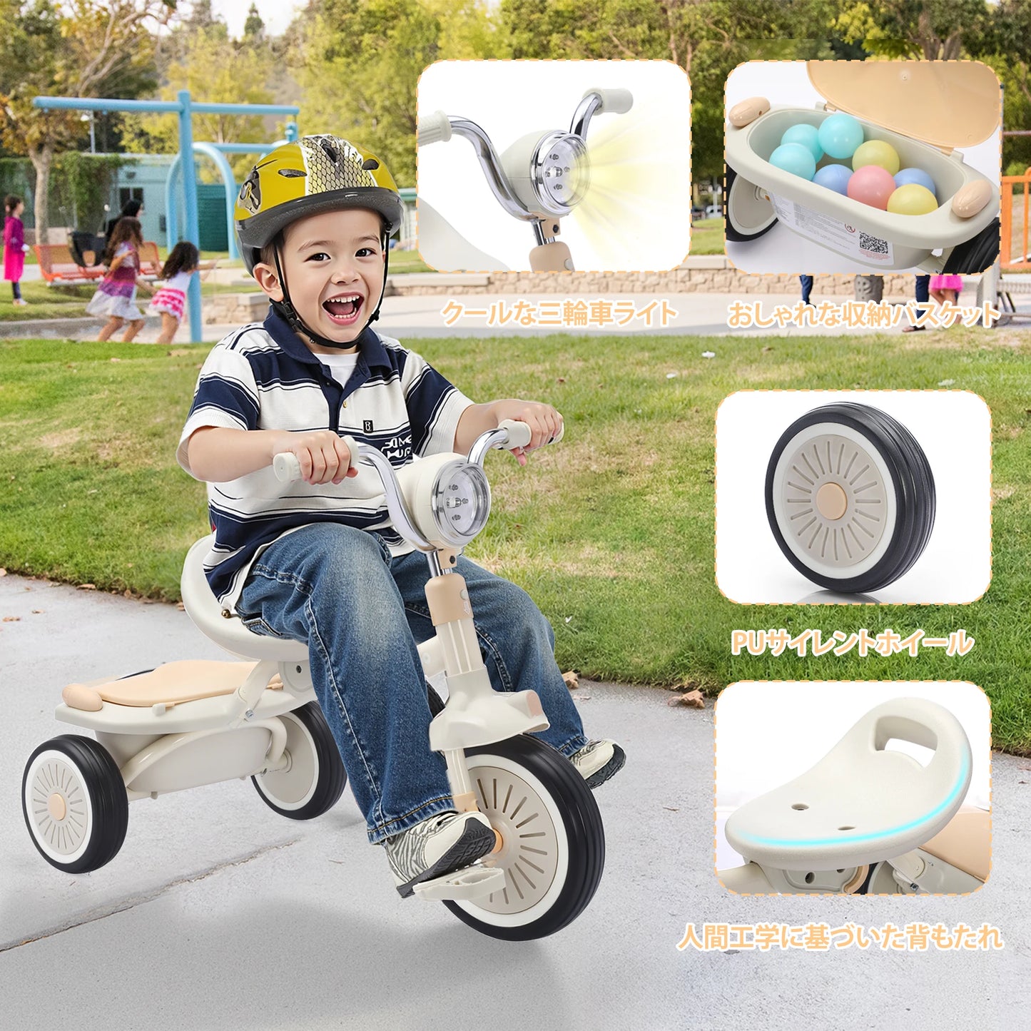 Toddler Tricycle Foldable Kids Pedal Trike Pedal 3 Wheels Baby Walker Trike for Boys Girls 1-4 Years Old Rear