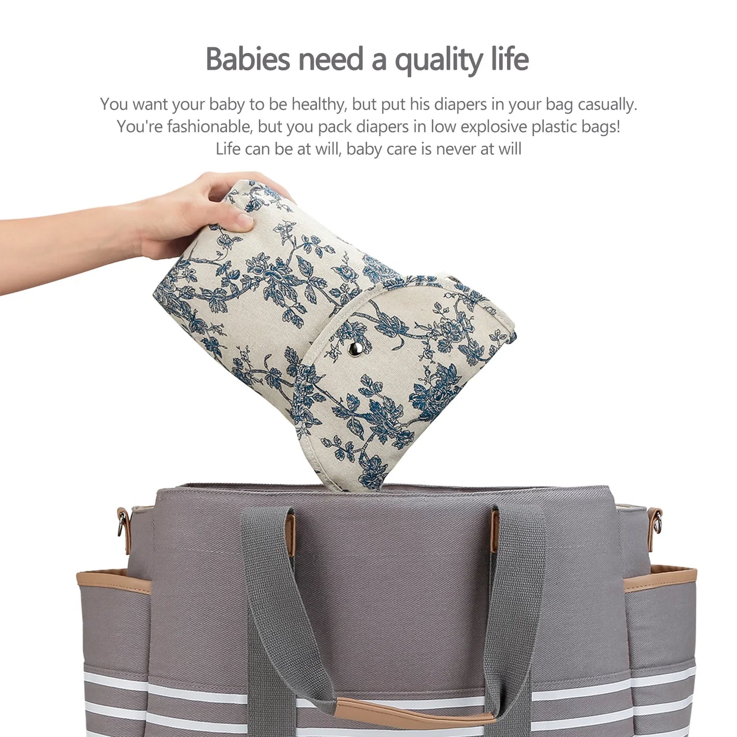 Baby Diaper Bag Reusable Waterproof Wet/Dry Storage Nappy Bag For Disposable Carrying Diaper Clothes Organizer Handbag