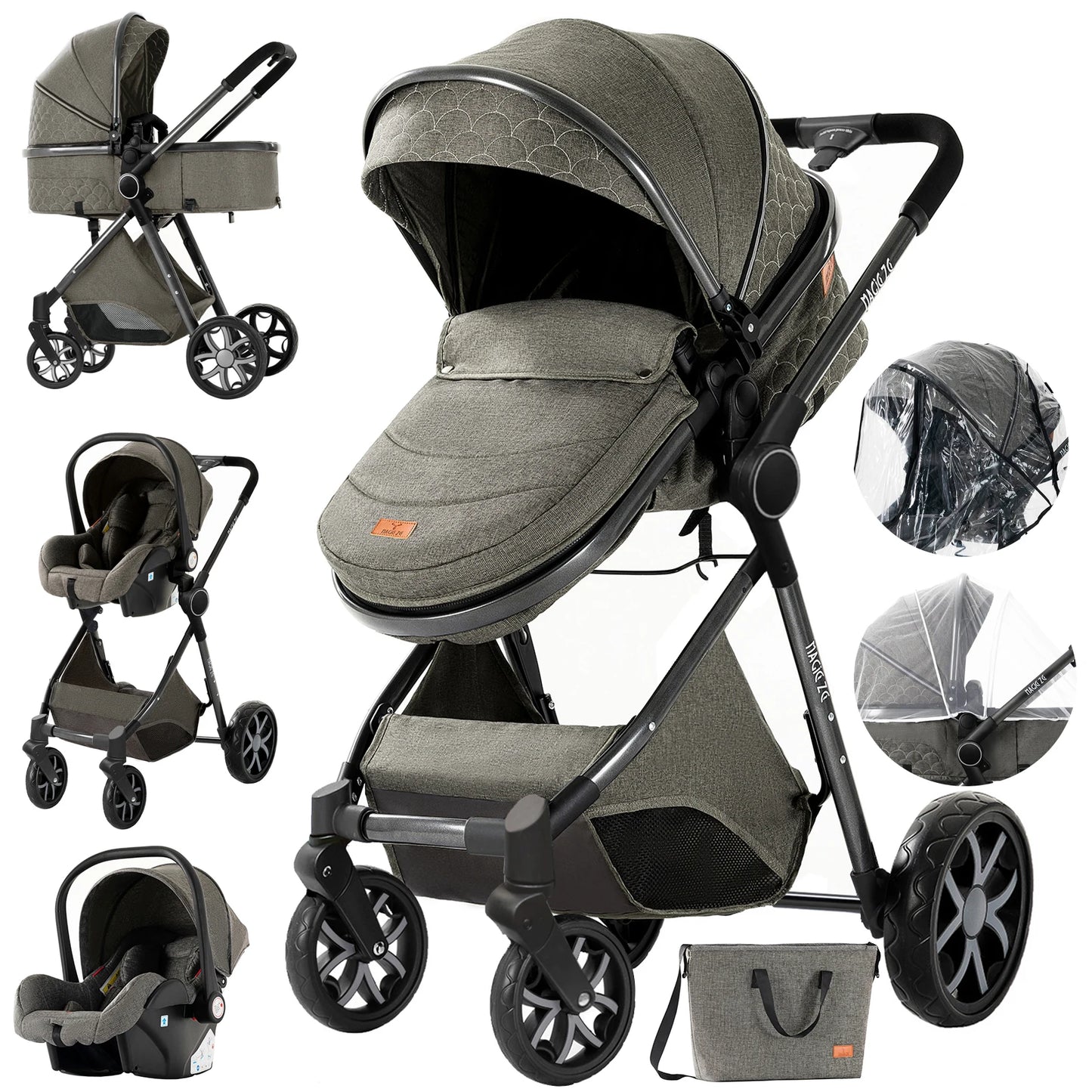 Luxury Baby stroller 3 in 1 Baby carriage pram BABI PRAM 3 IN 1 Portable travel pram Baby carriage High landscape baby stroller