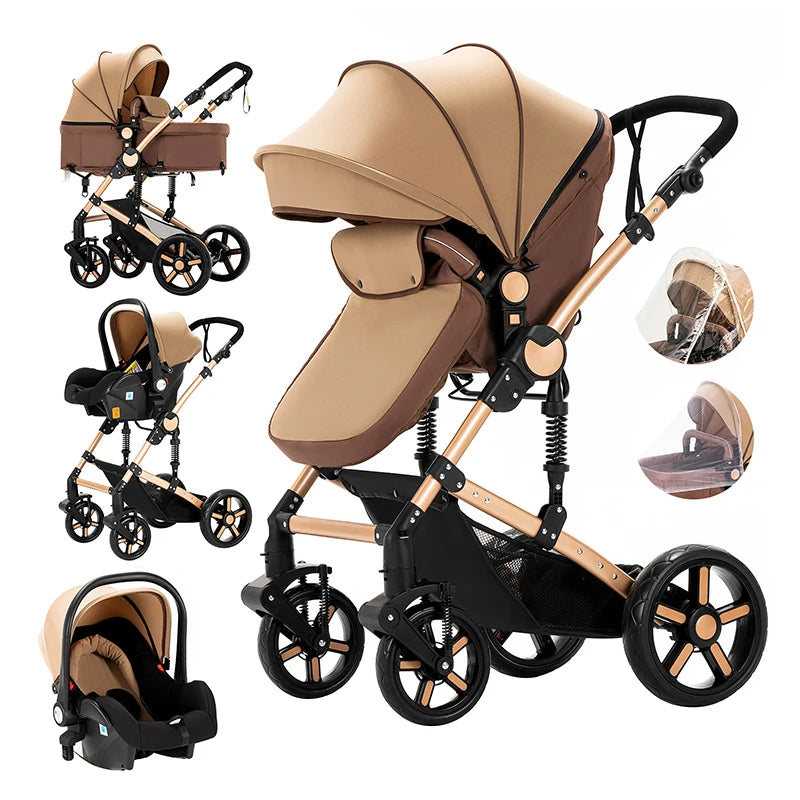 Luxury Baby stroller 3 in 1 Baby carriage pram BABI PRAM 3 IN 1 Portable travel pram Baby carriage High landscape baby stroller