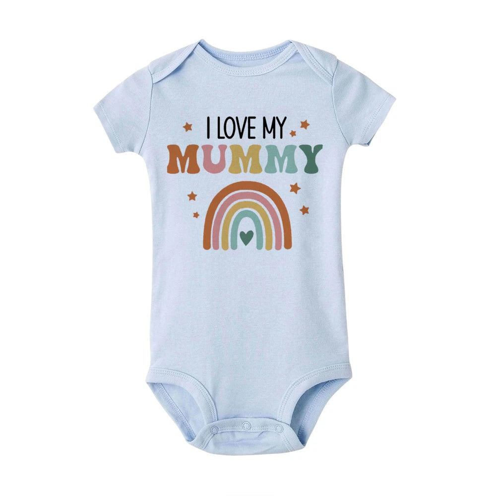 LittleMaylah I Love Mummy & Daddy Rainbow Printed Baby Bodysuits Body Boys Girls Jumpsuits