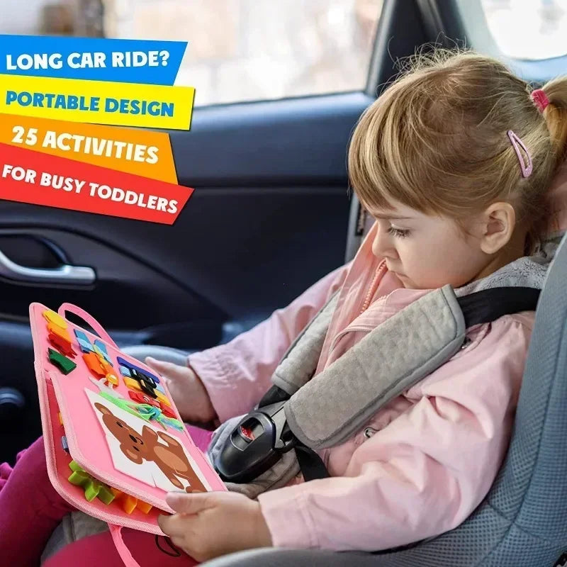 Esjay Busy Board for Toddlers Montessori Toys for Boys, Sensory Board Toy Educational Activities for Fine Motor Skills Learning, Gifts for Toddker Boy Birthday, Toys for Travel Airplane Car