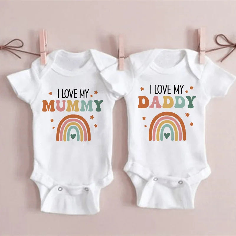 LittleMaylah I Love Mummy & Daddy Rainbow Printed Baby Bodysuits Body Boys Girls Jumpsuits