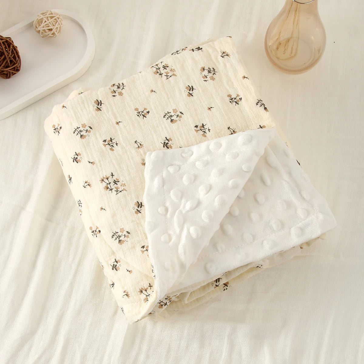 Winter Baby Blanket & Swaddling Newborn Thermal Soft Fleece Blanket Flowers Bedding Cotton Quilt Infant Bedding Swaddle Wrap
