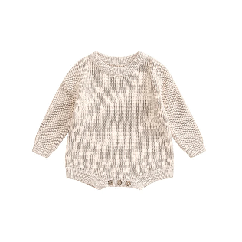 Ma&Baby 0-24M Newborn Infant Baby Girl Boy Romper Knit Jumpsuit Solid Color Warm Fall Winter Clothing Sweater