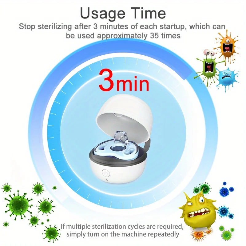 Portable Pacifier Disinfection Box Travel Rechargeable Pacifier Disinfection Box Cleans Within 180 Seconds