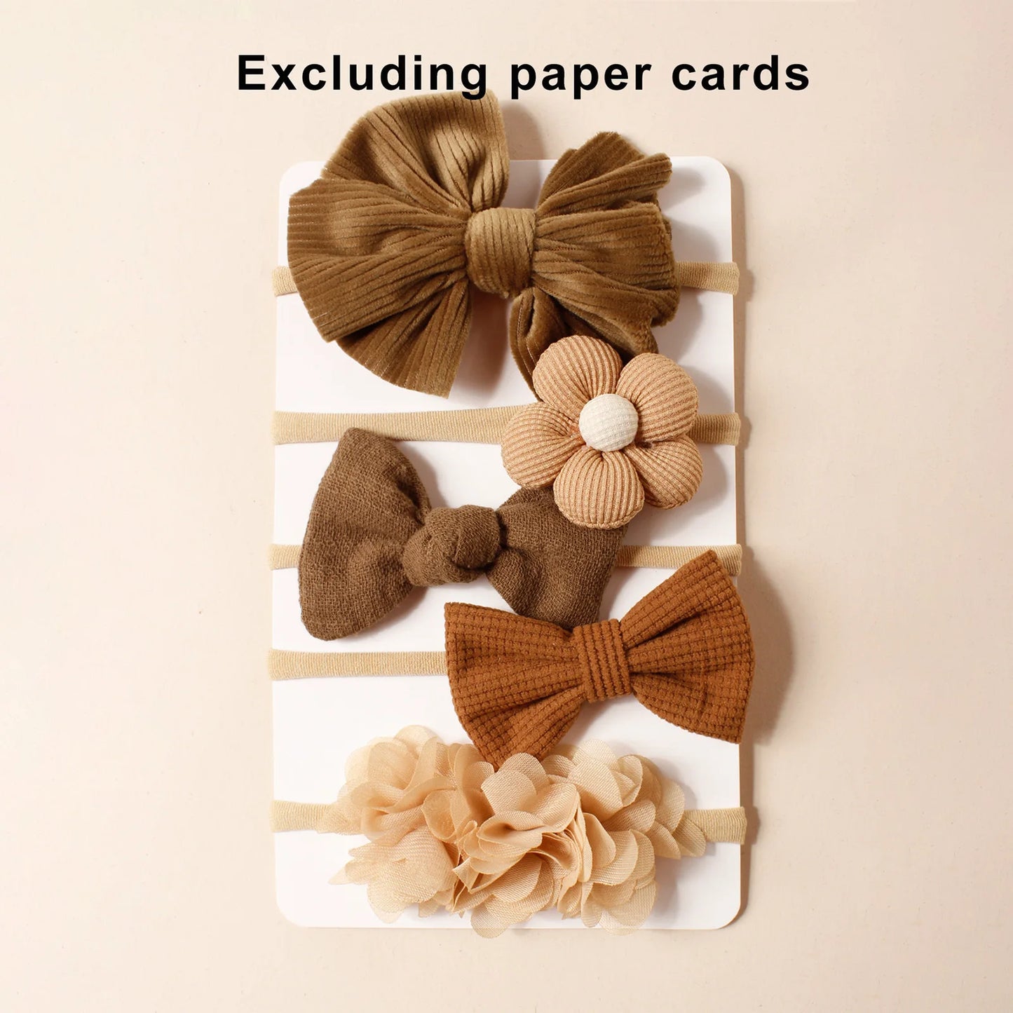 5pcs Beige Fashion Hair Accessories Different Style Girls Bow Hairband Toddler Daily Decor Floral Headband