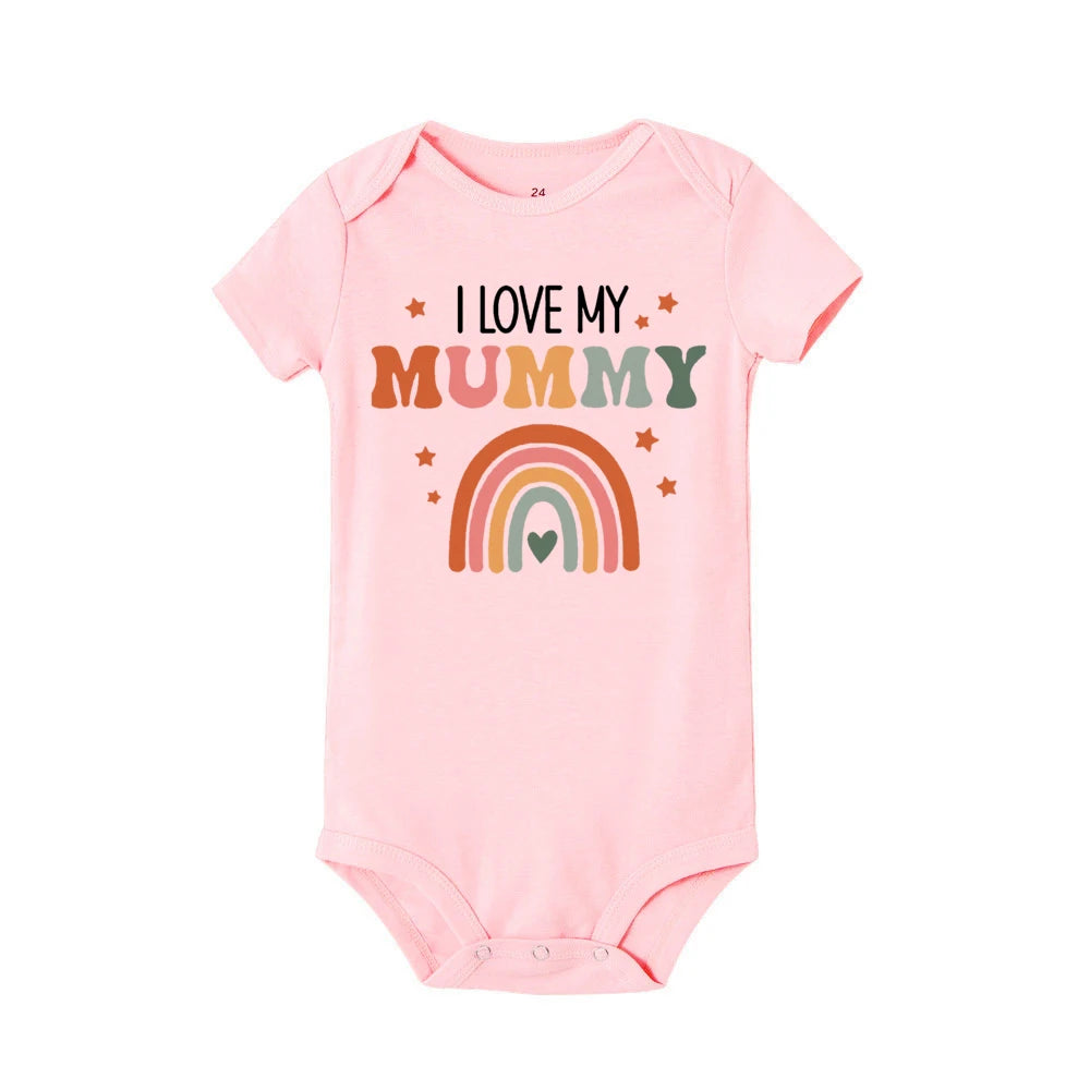 LittleMaylah I Love Mummy & Daddy Rainbow Printed Baby Bodysuits Body Boys Girls Jumpsuits