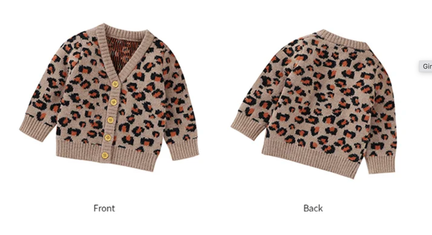 LittleMaylah™ Baby Girl Leopard Sweater Cardigan