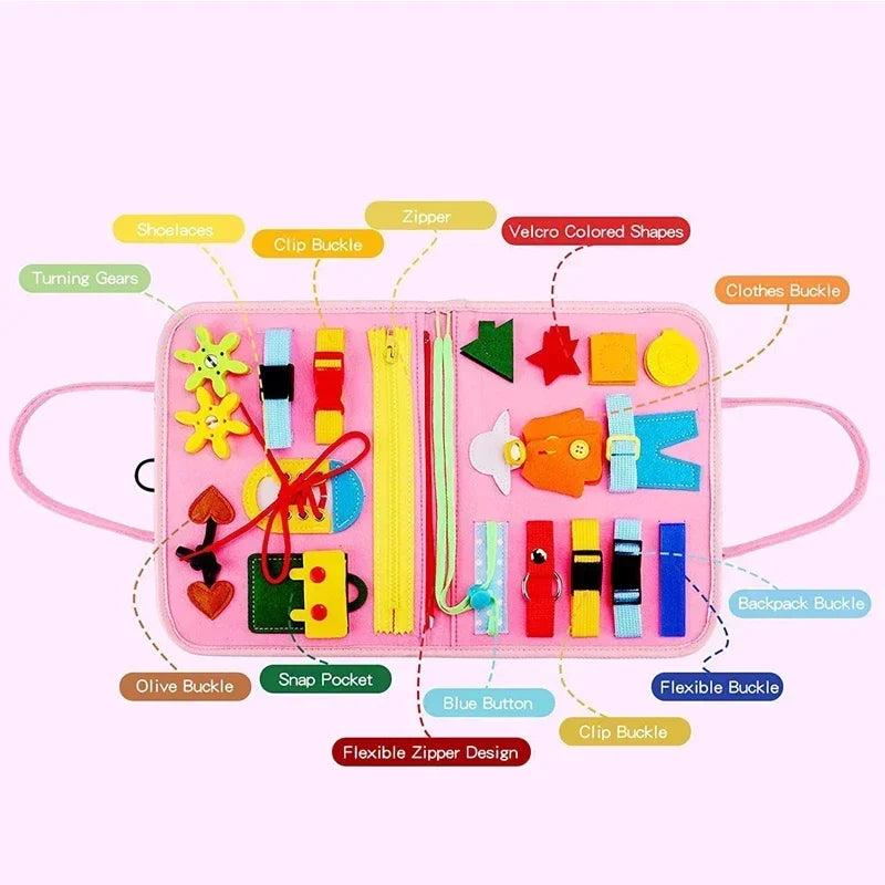 Esjay Busy Board for Toddlers Montessori Toys for Boys, Sensory Board Toy Educational Activities for Fine Motor Skills Learning, Gifts for Toddker Boy Birthday, Toys for Travel Airplane Car