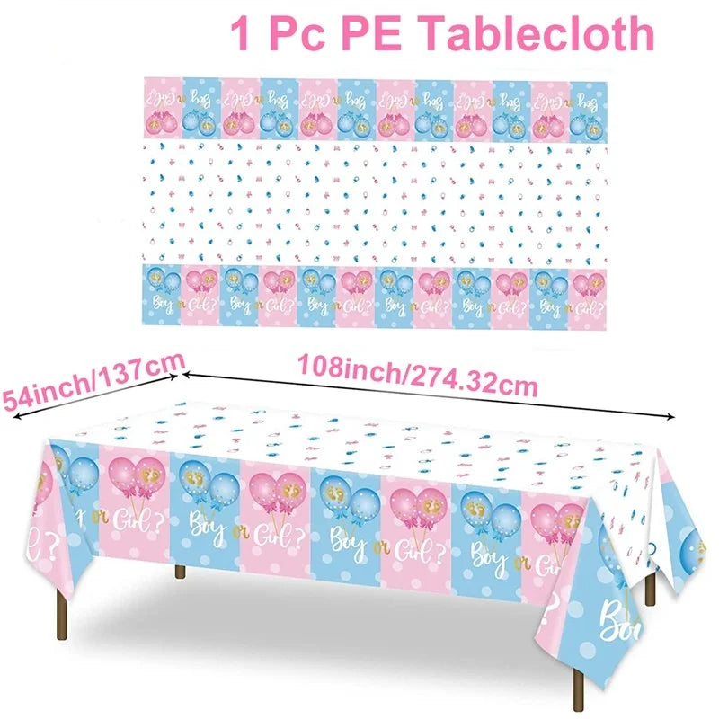 Gender Reveal Party Disposable Tablecloth Boy or Girl Baby Shower Decor Newborn Table Cover Gender Reveal Party Supplies