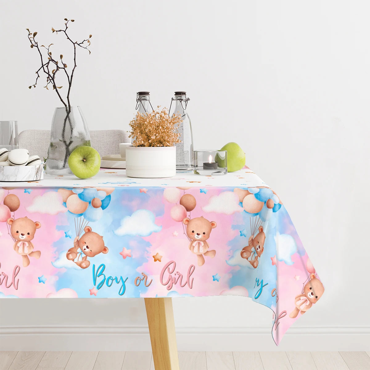 Gender Reveal Party Disposable Tablecloth Boy or Girl Baby Shower Decor Newborn Table Cover Gender Reveal Party Supplies
