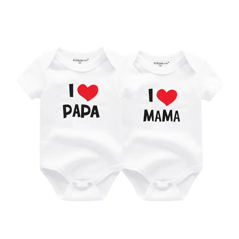 LittleMaylah™ I love Papa Mama Newborn Boy Girl Bodysuits Soft 100%Cotton Baby onesies Twin Clothes