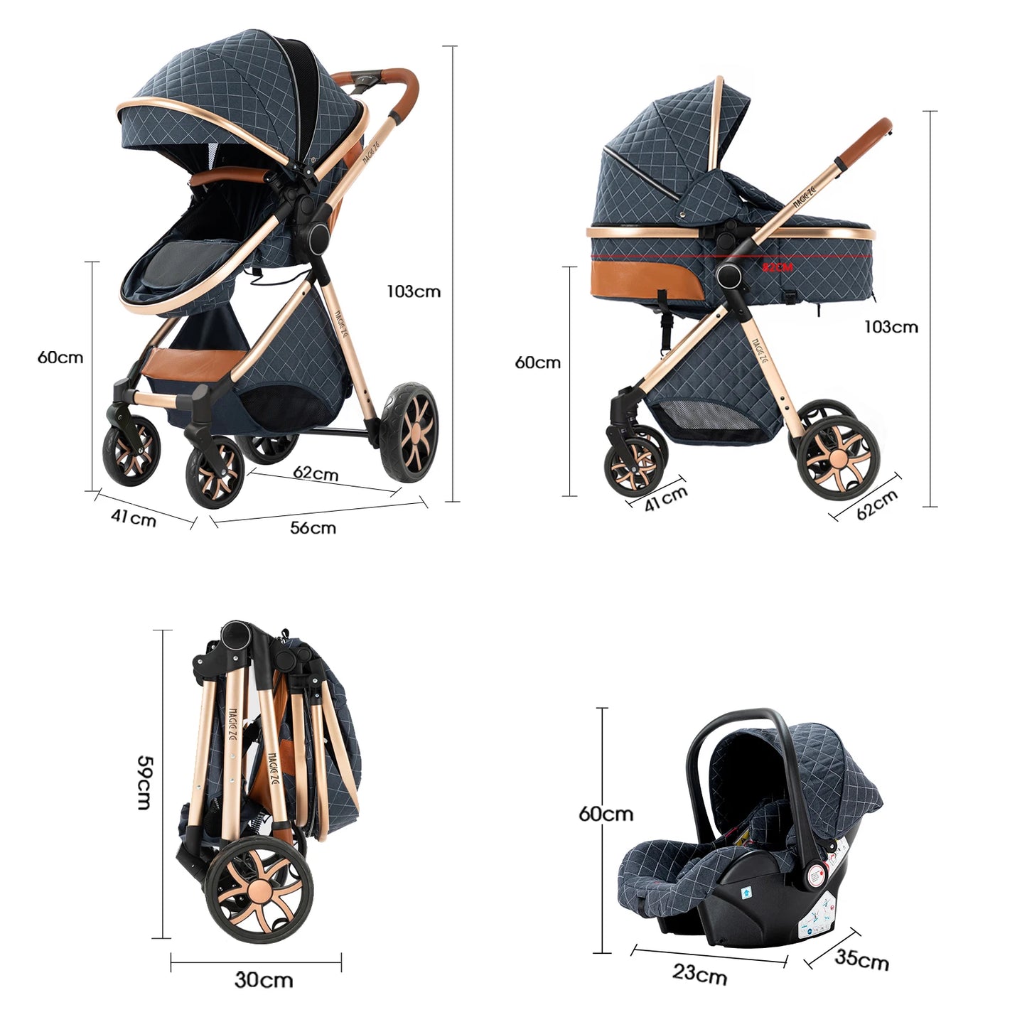 Luxury Baby stroller 3 in 1 Baby carriage pram BABI PRAM 3 IN 1 Portable travel pram Baby carriage High landscape baby stroller
