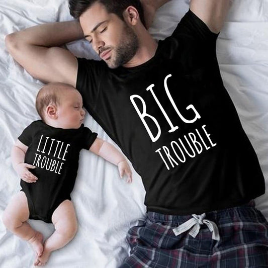 Big Trouble Little Trouble Cartoon Character Father And Son T-shirt Parent-child Outfit Top