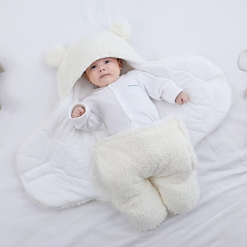 LittleMaylah™ Winter Baby Sleeping Bag – Bear Print Nap Mat with Removable Pillow (0–10 Months)