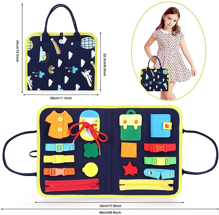 LittleMaylah™  Children's Busy Board Dressing And Buttoning Learning Baby Early Education Preschool Sensory Learning Toy