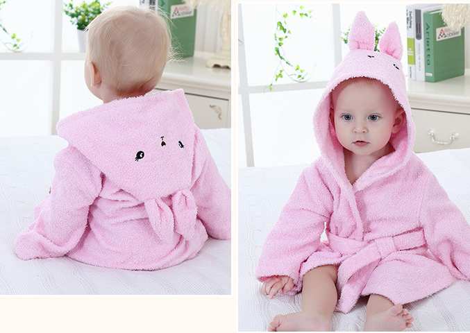 LittleMaylah™ Cartoon Cute Animal Modeling  Baby Bathrobes Cotton Children's Bathrobes Baby Hooded