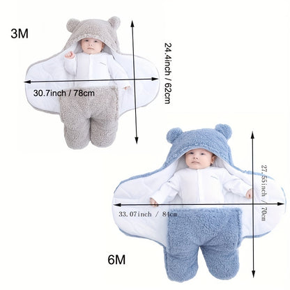 LittleMaylah™ Winter Baby Sleeping Bag – Bear Print Nap Mat with Removable Pillow (0–10 Months)