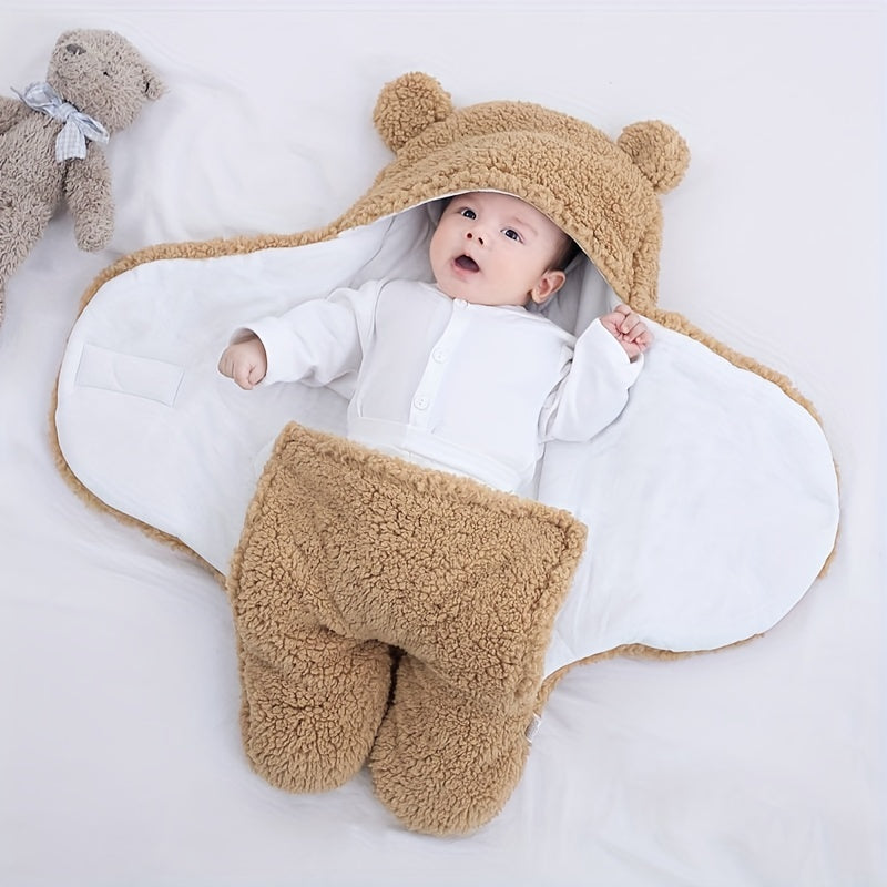 LittleMaylah™ Winter Baby Sleeping Bag – Bear Print Nap Mat with Removable Pillow (0–10 Months)