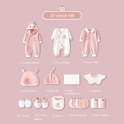 LittleMaylah™ 20-Piece Newborn Baby Clothes Gift Set (0–6 Months) – Unisex Essentials, All-Season Outfits, 100% Cotton