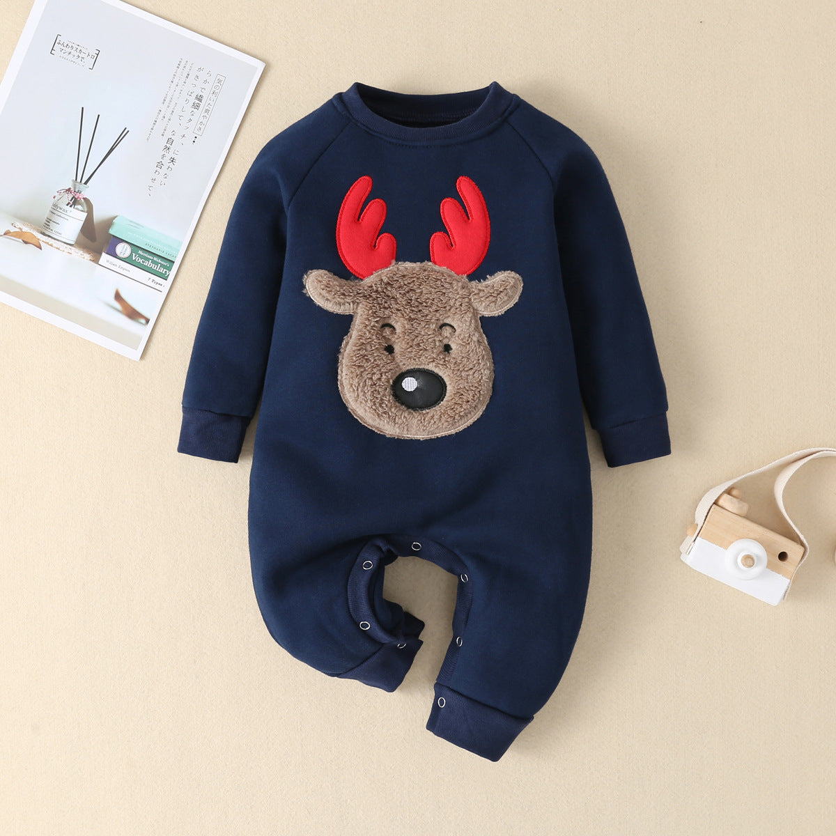 LittleMaylah™ Christmas Baby Elk Romper