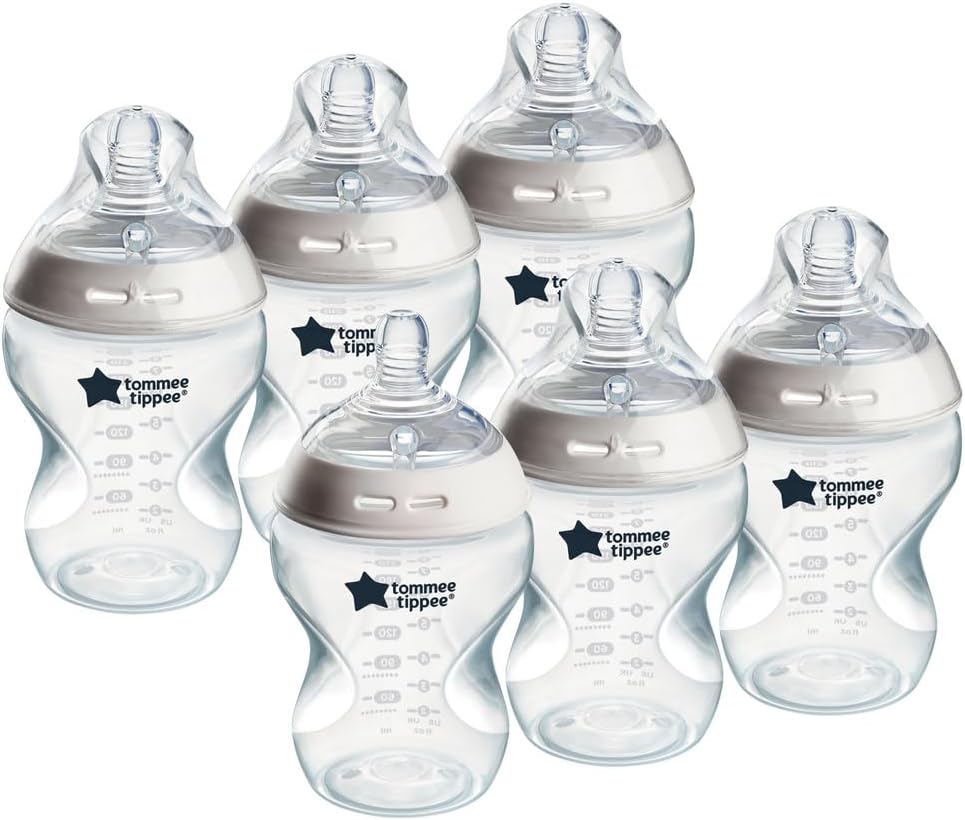 Tommee Tippee Natural Start Baby Bottles for 0m+, Pack of 3 260ml Baby Bottles, with Slow Flow Breast-Like Teat for a Natural Latch, Self-Sterilising and BPA Free, Baby Feeding Essentials