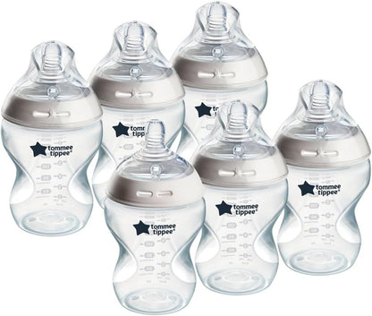 Tommee Tippee Natural Start Baby Bottles for 0m+, Pack of 3 260ml Baby Bottles, with Slow Flow Breast-Like Teat for a Natural Latch, Self-Sterilising and BPA Free, Baby Feeding Essentials