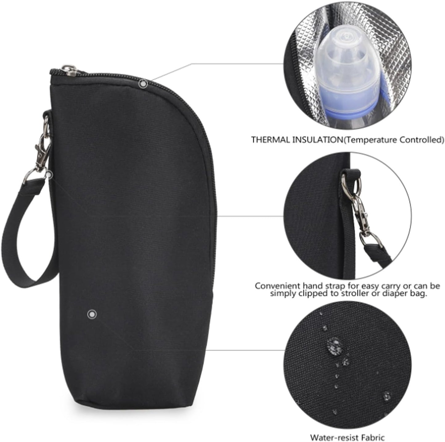 2pcs Insulated Baby Bottle Bags, Portable Breastmilk Storage Tote Thermal Feeding Pouch Holder Travel Carrier, Heat Preservation and Cold Preservation (2 Bottle Bags)