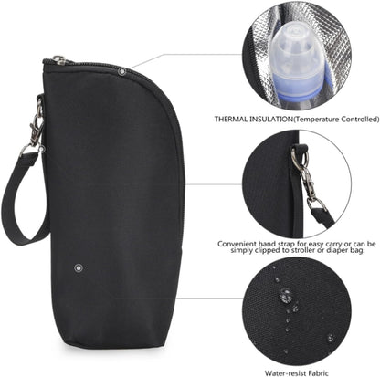 2pcs Insulated Baby Bottle Bags, Portable Breastmilk Storage Tote Thermal Feeding Pouch Holder Travel Carrier, Heat Preservation and Cold Preservation (2 Bottle Bags)