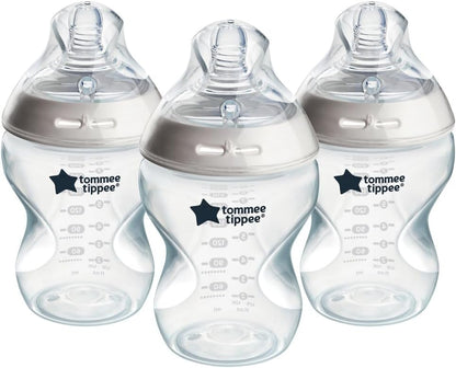 Tommee Tippee Natural Start Baby Bottles for 0m+, Pack of 3 260ml Baby Bottles, with Slow Flow Breast-Like Teat for a Natural Latch, Self-Sterilising and BPA Free, Baby Feeding Essentials