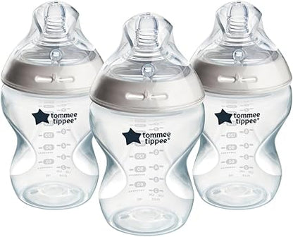 Tommee Tippee Natural Start Baby Bottles for 0m+, Pack of 3 260ml Baby Bottles, with Slow Flow Breast-Like Teat for a Natural Latch, Self-Sterilising and BPA Free, Baby Feeding Essentials