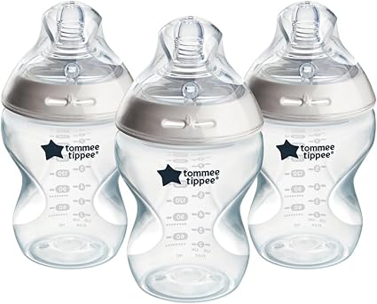 Tommee Tippee Natural Start Baby Bottles for 0m+, Pack of 3 260ml Baby Bottles, with Slow Flow Breast-Like Teat for a Natural Latch, Self-Sterilising and BPA Free, Baby Feeding Essentials