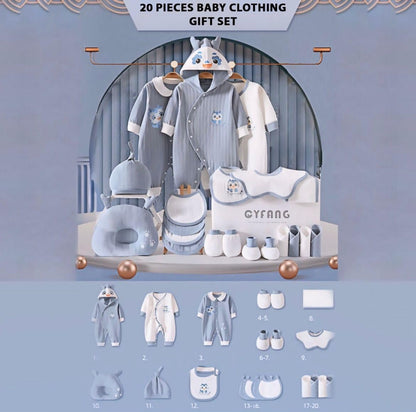 LittleMaylah™ 20-Piece Newborn Baby Clothes Gift Set (0–6 Months) – Unisex Essentials, All-Season Outfits, 100% Cotton