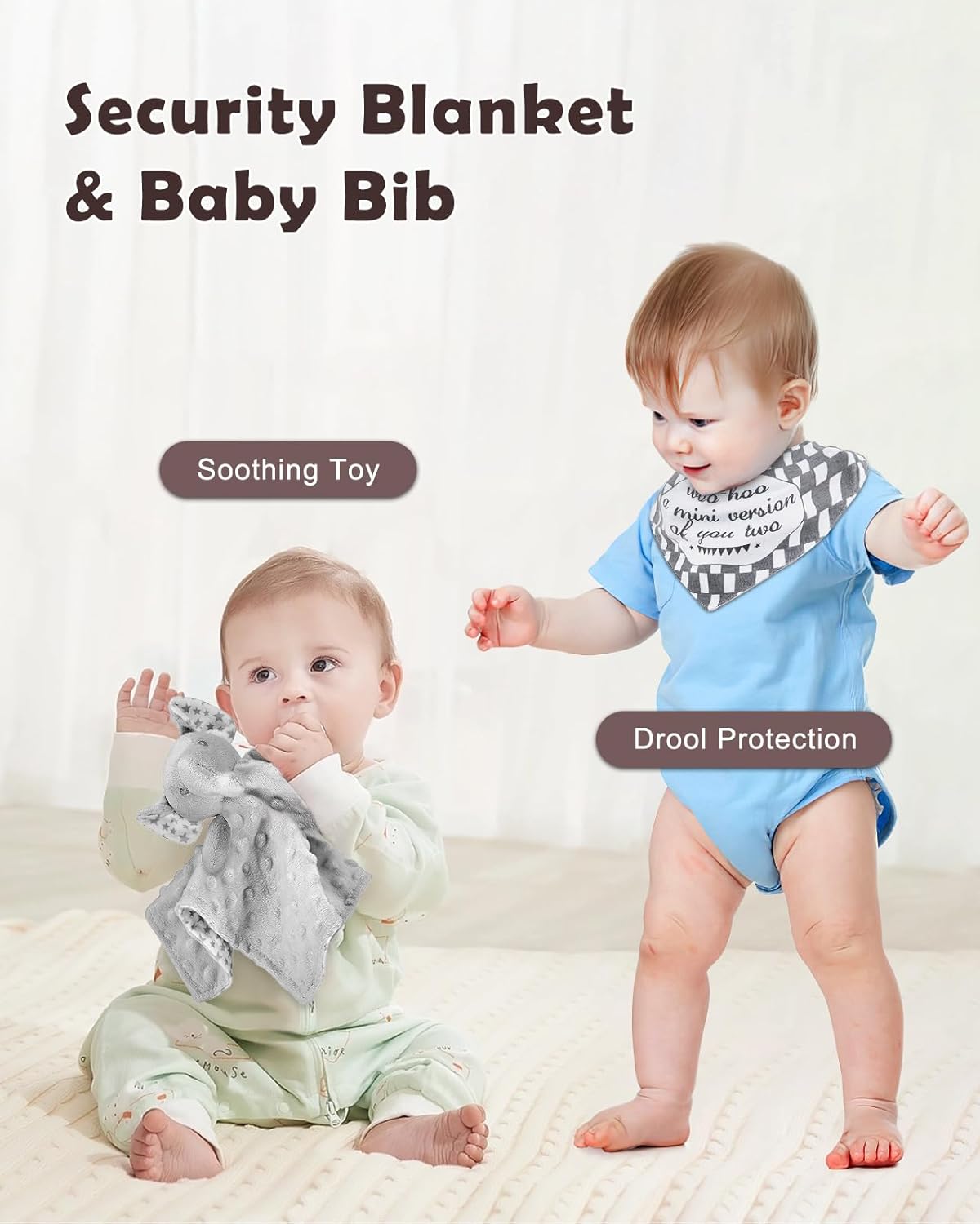 LittleMaylah™ Baby Gift Set for Boys Girls, 14PCS Baby Shower Gifts, Neutral Newborn Gifts Basket with Baby Blanket, Wooden Monthly Milestone Cards, Elephant Security Blanket (Grey, 14pcs)